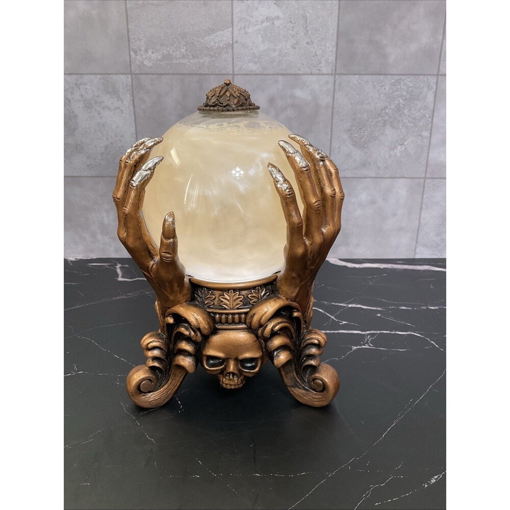 Martha Stewart Bronze Skull Hands Crystal Ball Décor with Cream Globe